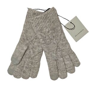 All Saints Gloves Cable Knit Ganache Brown Marl Outdoor Streetwear Winter Gifts